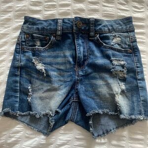 Indigo Distressed Blue Jean Shorts